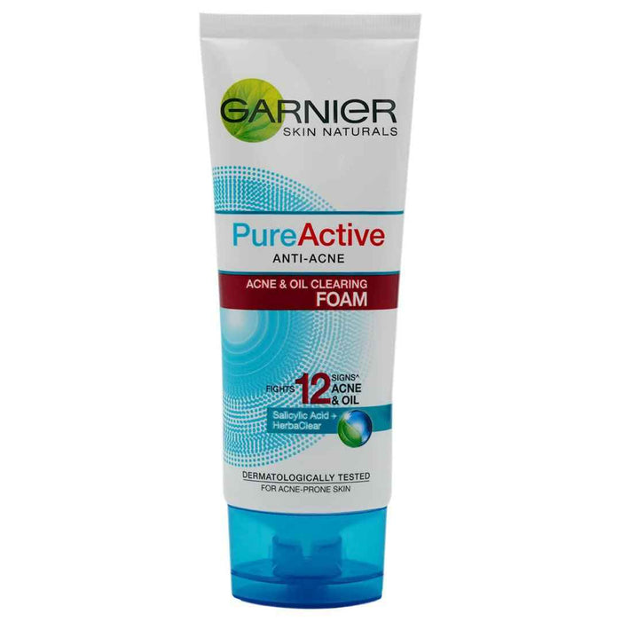 Garnier Face Wash Pure Active - Anti Acne White Foam Tube 100ml