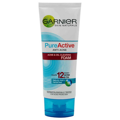 Garnier Face Wash Pure Active - Anti Acne White Foam Tube 100ml
