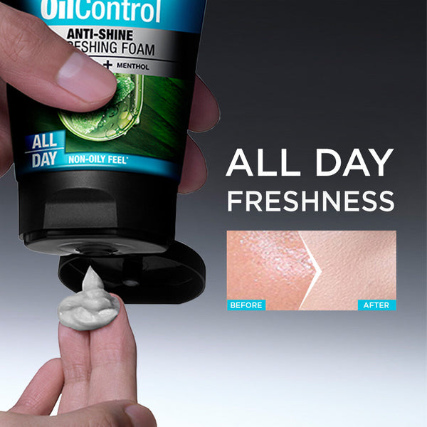 Garnier Men Oil Control Anti Shine Refreshing Foam All Day Face Wash 100ml