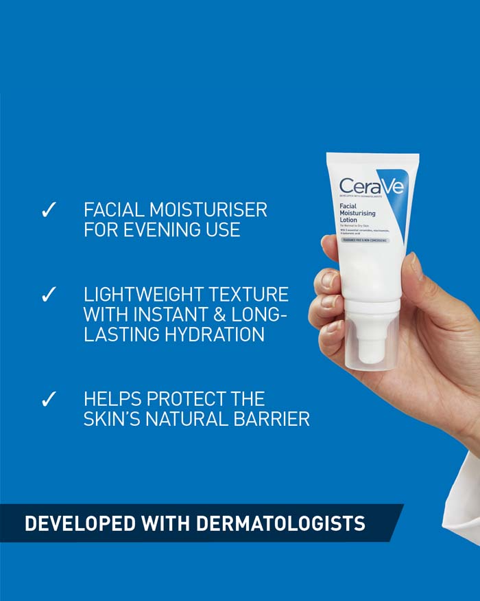 CeraVe Facial Moisturising Lotion with Ceramide, Niacinamide and Hyaluronic Acid